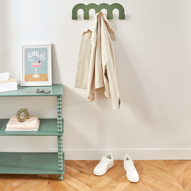 Suport pentru haine de perete ondulat CALLISTA, verde militar, 50 cm