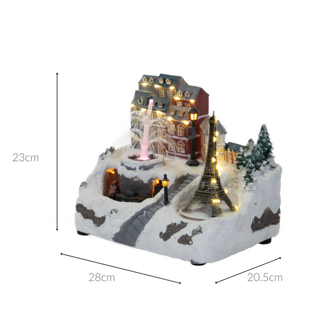 Figurina scena de iarna in miscare cu Turnul Eiffel