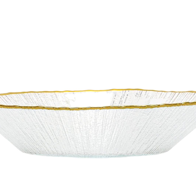 Farfurie adâncă din sticlă cu margine aurie DATURA, 20 cm