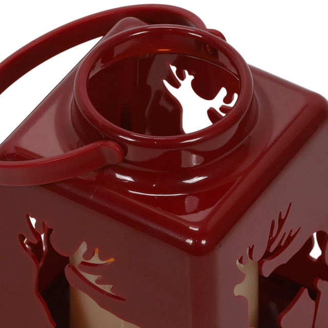 Lanterna de Crăciun cu lumânare LED, 14 cm, roșie