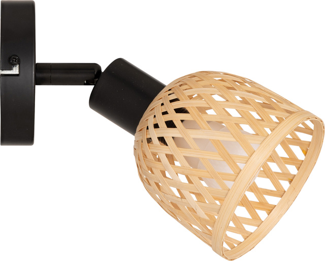 Aplice de perete LIO cu abajur din bambus împletit, Ø 10 cm