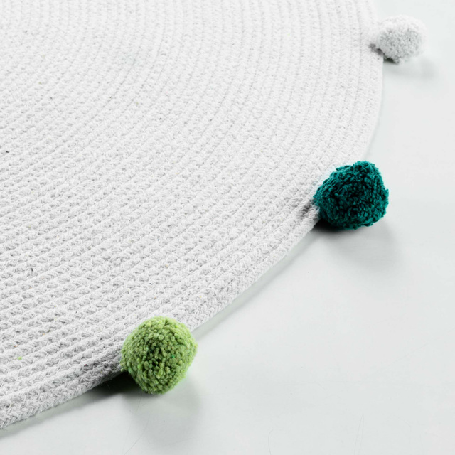 Covor rotund POMPOMPARTY, Ø 90 cm