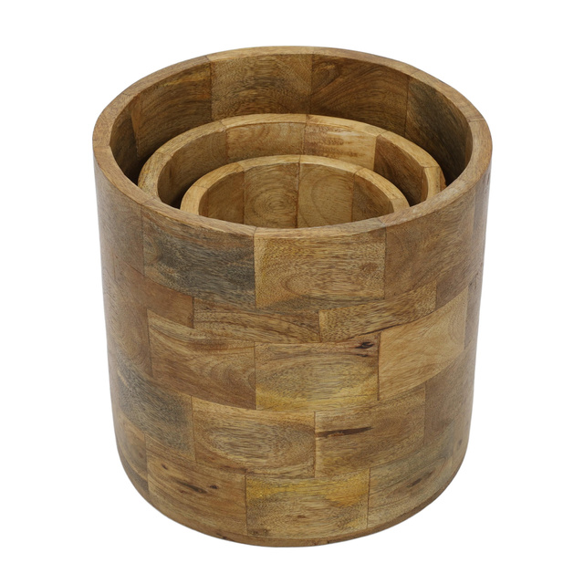 Masche pentru ghivece OLLI din lemn de mango, 3 bucăți