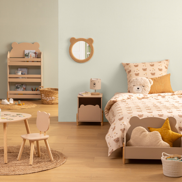 Scaunel pentru copii din lemn cu picioare FJELLA, ursuleț