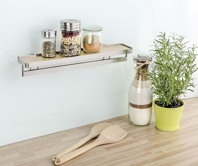 Raft de bucătărie pentru condimente cu suport Bamboo Premium, WENKO