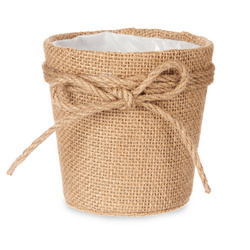 Husa pentru ghiveci impletit cu fundita de iuta, Ø 10 cm