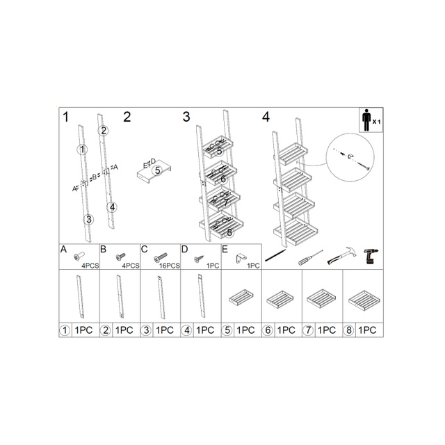 Raft scară pentru baie, bambus, 4 rafturi