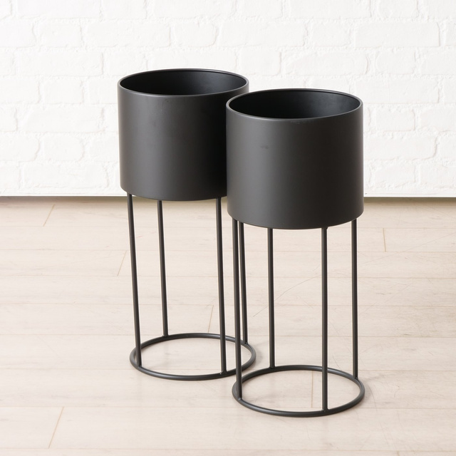 Set 3  suporturi pentru  flori Aurela, negru