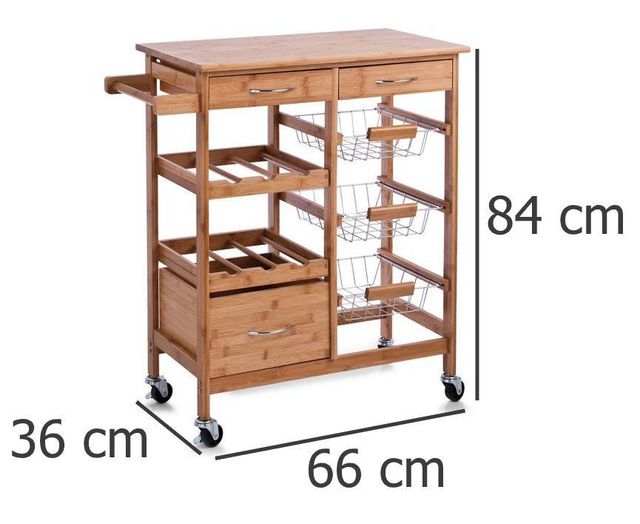 Carucior multifunctional pentru bucatarie, Maro, 84x66x36 cm, Zeller