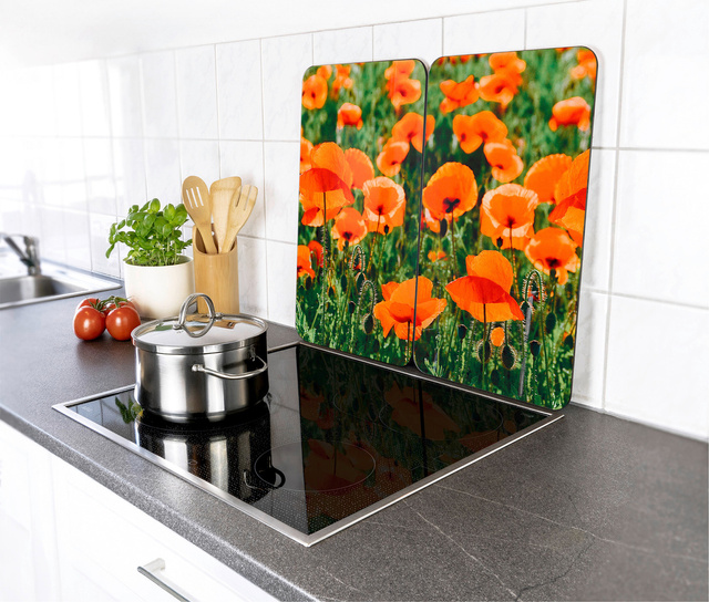 Plăci de protecție din sticlă pentru aragaz, POLE MAKU - 2 bucăți, WENKO