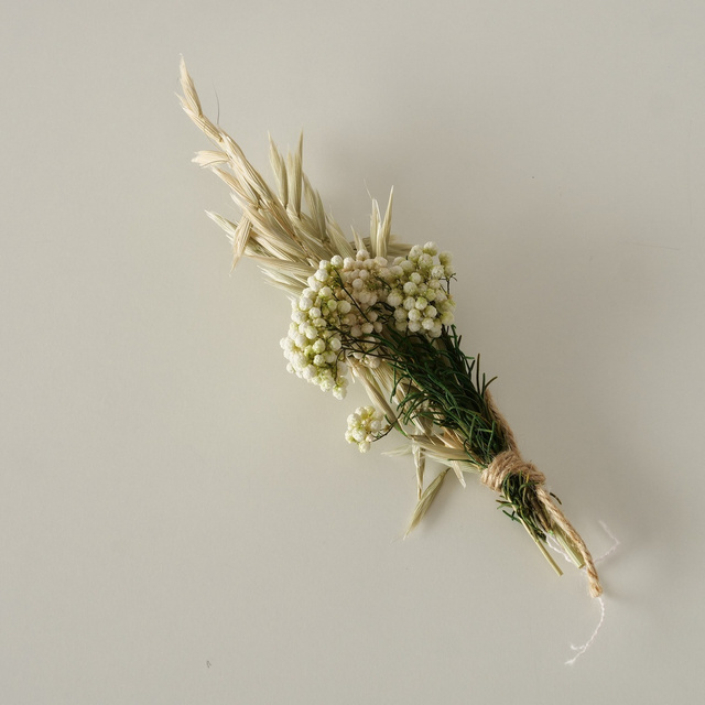 Vaza din lemn cu buchet de flori uscate Faya, 38 cm