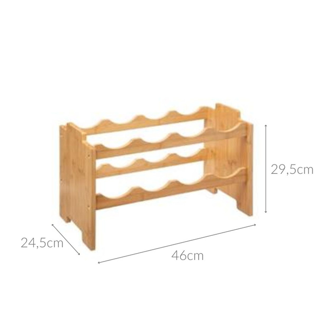 Raft pentru vin din bambus, 46 x 24,5 x 29,5 cm, pentru 8 sticle