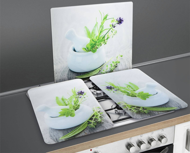 Plăci de protecție din sticlă HERB GARDEN pentru aragaz – 2 bucăți, WENKO