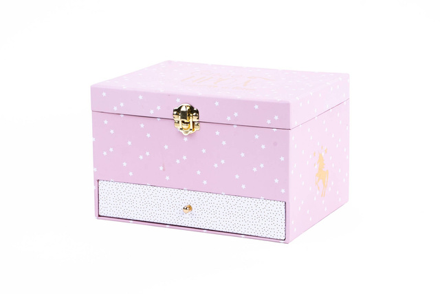 Cutie de bijuterii muzicala cu oglindă,Roz