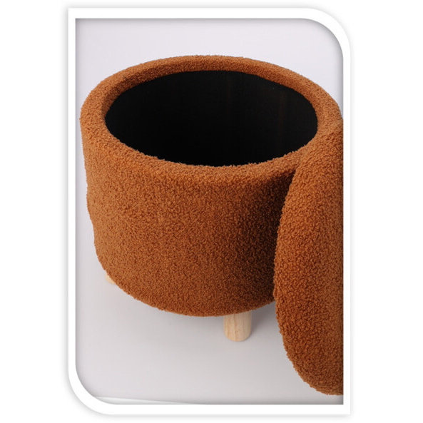 Puf rotund tapițat cu spațiu de depozitare TEDDY, Ø 40 x 37 cm