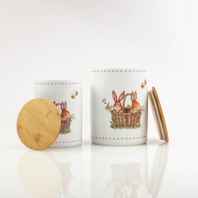 Recipiente de bucatarie din ceramica Charmy, model cu iepuras, 2 bucati