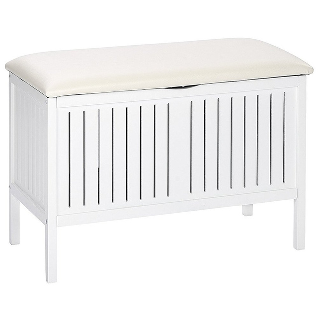 Cos rufe/scaun, Wenko Oslo, 2 in 1, 17 L, Lemn, Alb