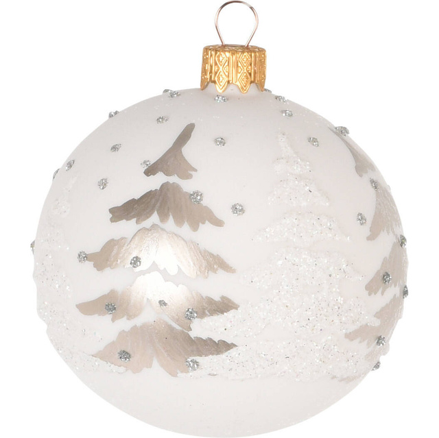 Globulet de sticlă, decor cu sclipici, Ø 8 cm