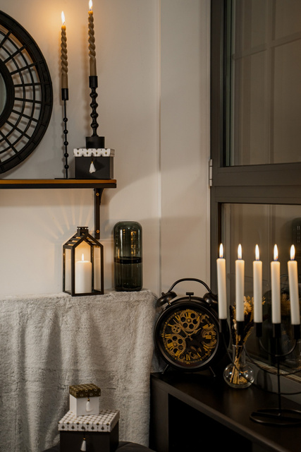 Sfeșnic negru, aluminiu, 23 cm