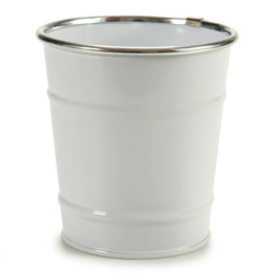 Ghiveci tip galeata, tabla, alb, Ø 10 cm