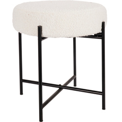 Taburet KRUK, îmbrăcat în bouclé, Ø 36 x 40 cm