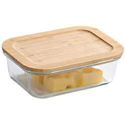 Recipient de depozitare din sticlă, capac ermetic din bambus, 500 ml, Kesper