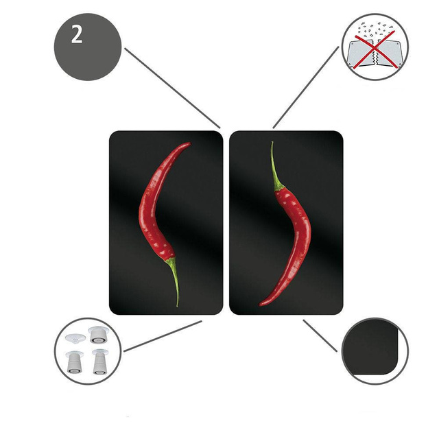 Plăci de protecție pentru aragaz, HOT CHILI – 2 bucăți, WENKO, ardei iute