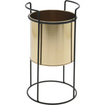 Ghiveci din metal auriu cu suport, înălțime 31 cm