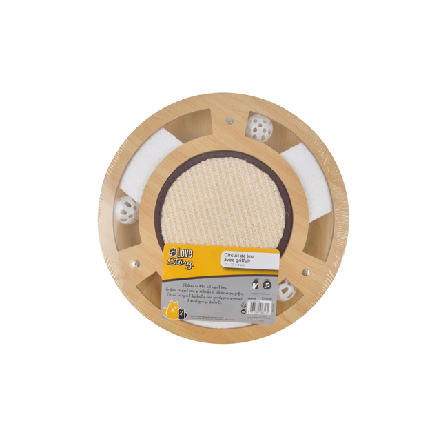 Jucarie interactiva pentru pisici, Ø 35 cm, cu bile si spatiu abraziv