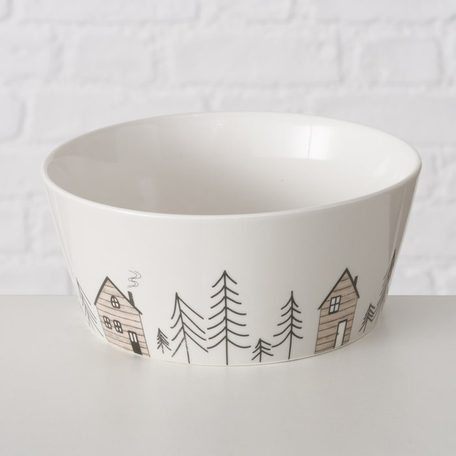 Bol cu motiv de iarnă cu brazi HOMEWOOD, Ø15 cm