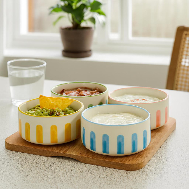 Set de boluri pentru gustări FIKA, 4 x 230 ml, tavă din bambus