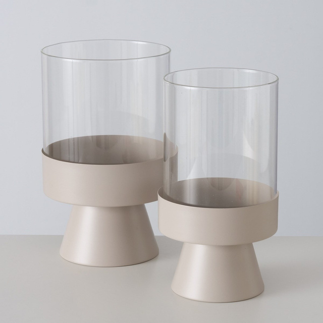 Sfeșnice din sticlă Pallas, picior metalic, 2 buc