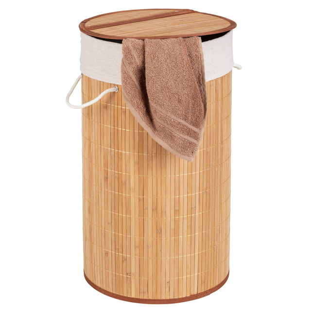 Coș de rufe din bambus, maro deschis, 55 litri, WENKO, bej