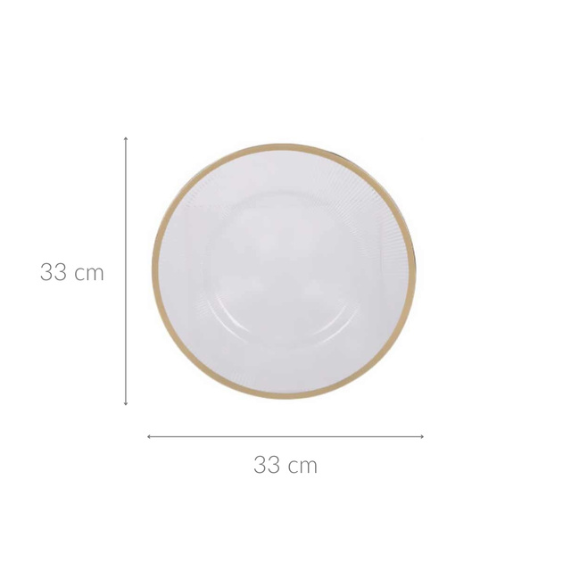 Farfurie transparentă cu decor auriu, Ø 33 cm