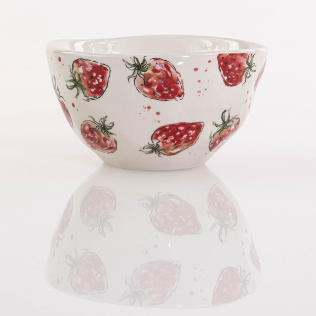 Bol ceramic pentru supa Strawberry, model capsuni, 540 ml