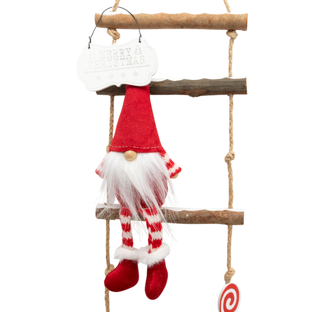 Decorațiune de sărbătoare, gnom pe scară, 115 cm