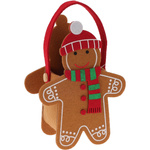 Geanta din fetru cu motiv de Craciun, 13 x 15,5 cm