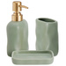 Set de baie EON, dozator ceramic cu pompă aurie, cană și tavă, verde