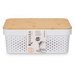 Recipient din plastic cu capac din bambus, 36 x 26 x 14 cm