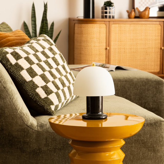 Lampă de masă Rick negru LED sticlă înălțime 21 cm