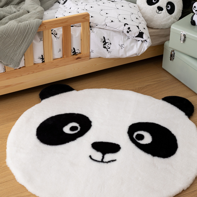 Covor rotund panda cu urechi SMILE, Ø 100 cm