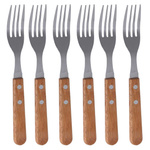 Furculițe pentru friptură cu mâner din lemn, 6 buc.