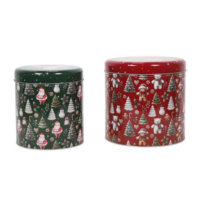 Set de recipiente metalice pentru sărbători, în dimensiuni diferite, 2 buc., roșu