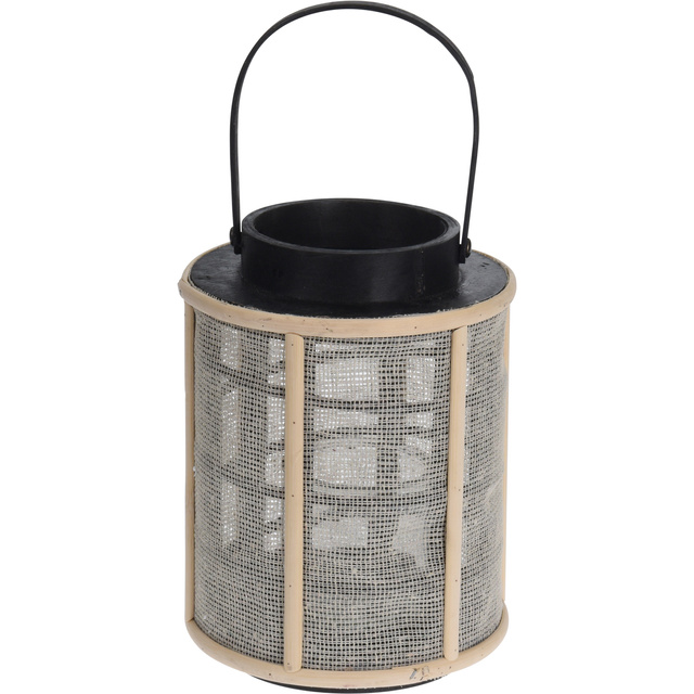 Felinar din bambus cu corp metalic, Ø 17 x 22 cm