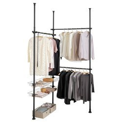 Sistem de garderobă telescopic HERKULES BASIC, dublu, negruu, WENKO