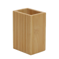 Cană pentru periuță de dinți din bambus, 9 x 7 x 12,5 cm