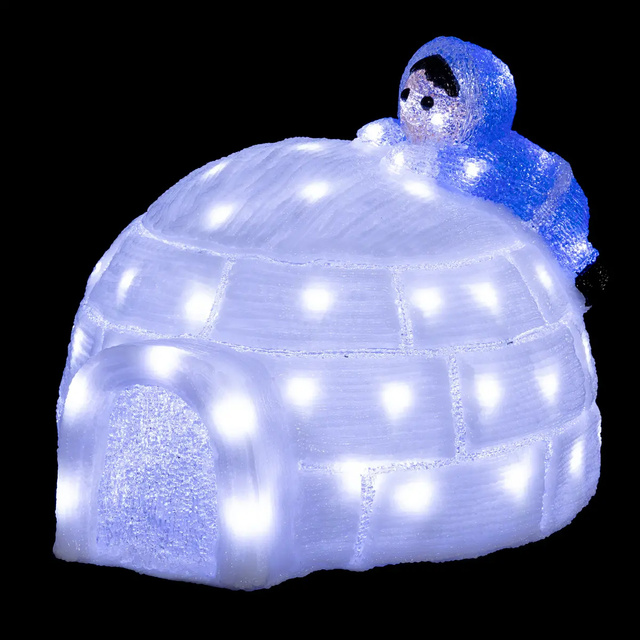 Decor luminos exterior, iglu acrilic, 70 LED-uri