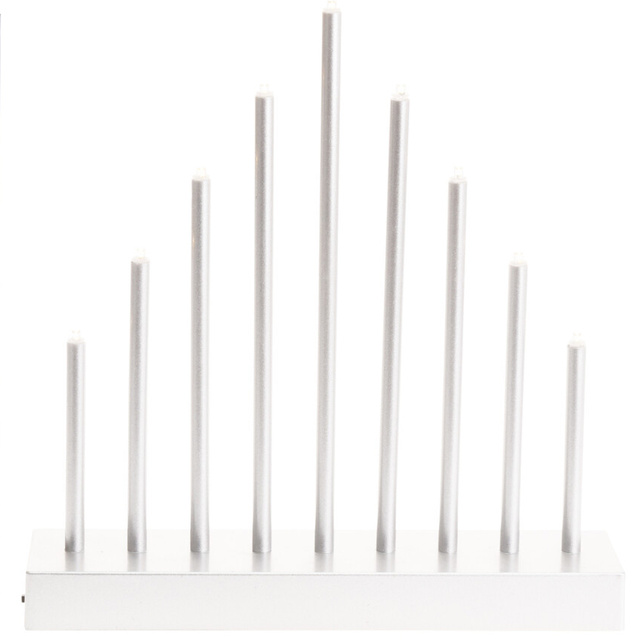 Sfeșnic LED decorativ argintiu, 9 lumânări