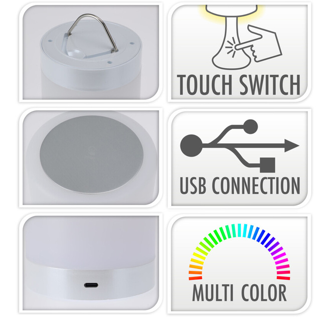 Lampă de birou LED cu atingere, schimbând culorile, încărcată prin USB