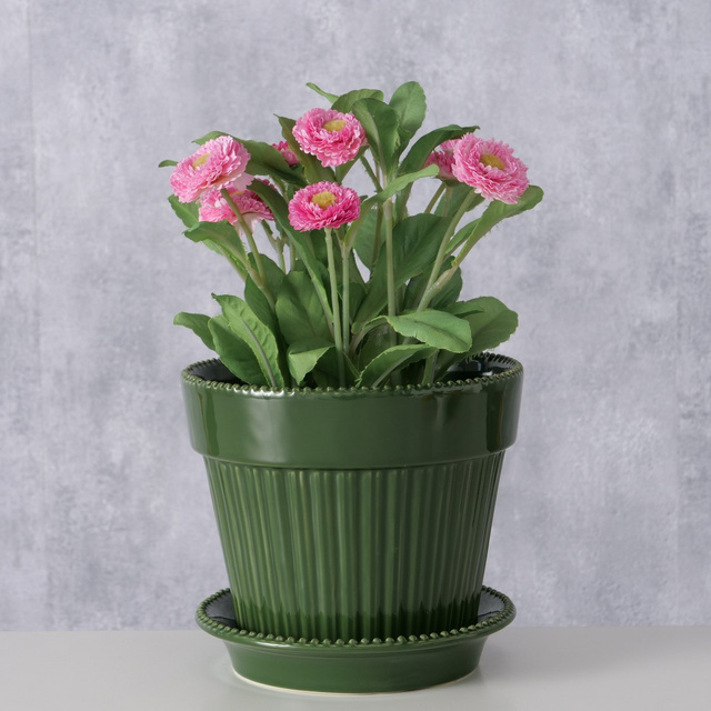 Set ghiveci din portelan cu farfurie JUNIPER, 14,9 cm